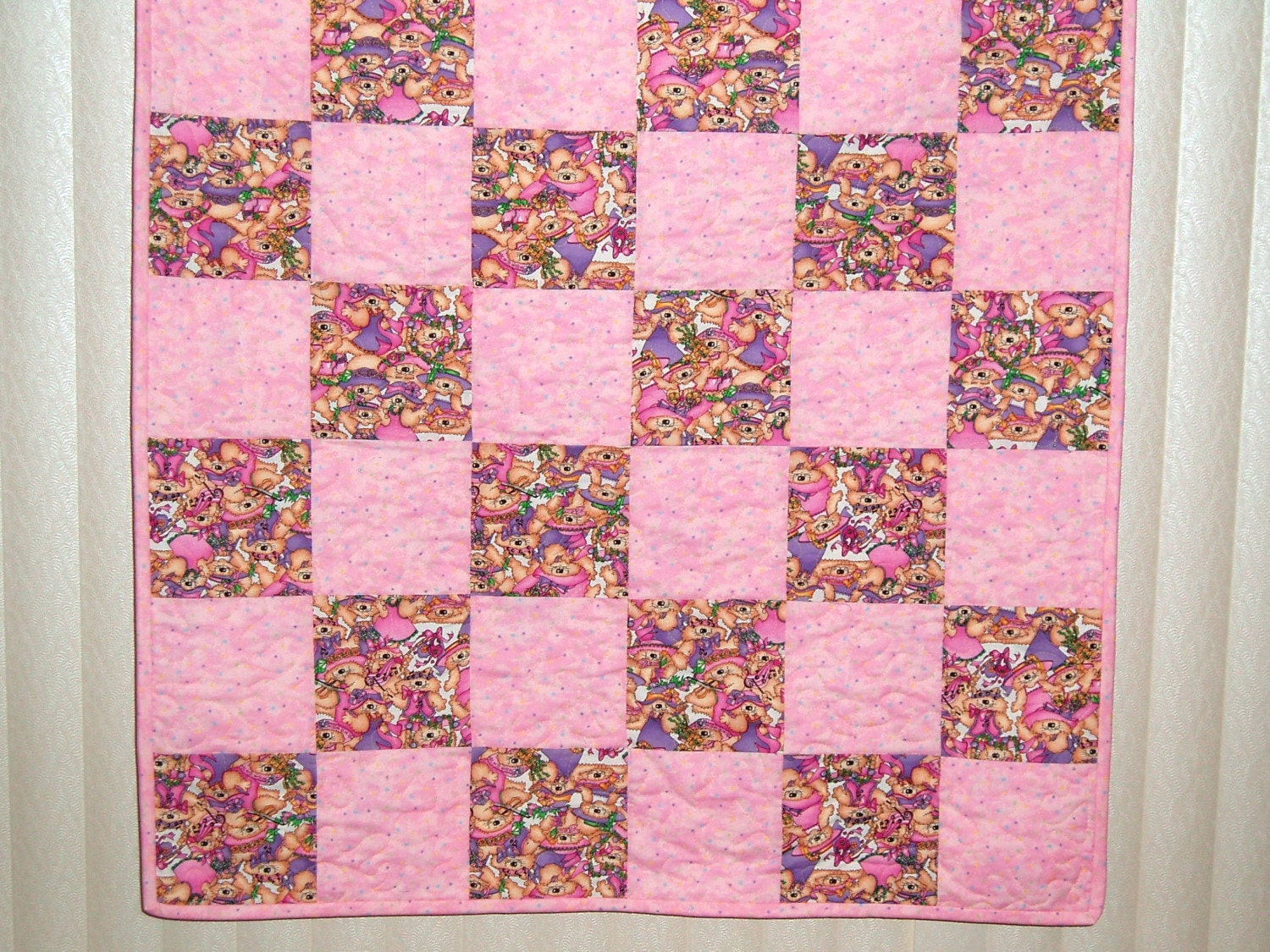 Patchwork quilt of cats in hats at the concert 36 inches square