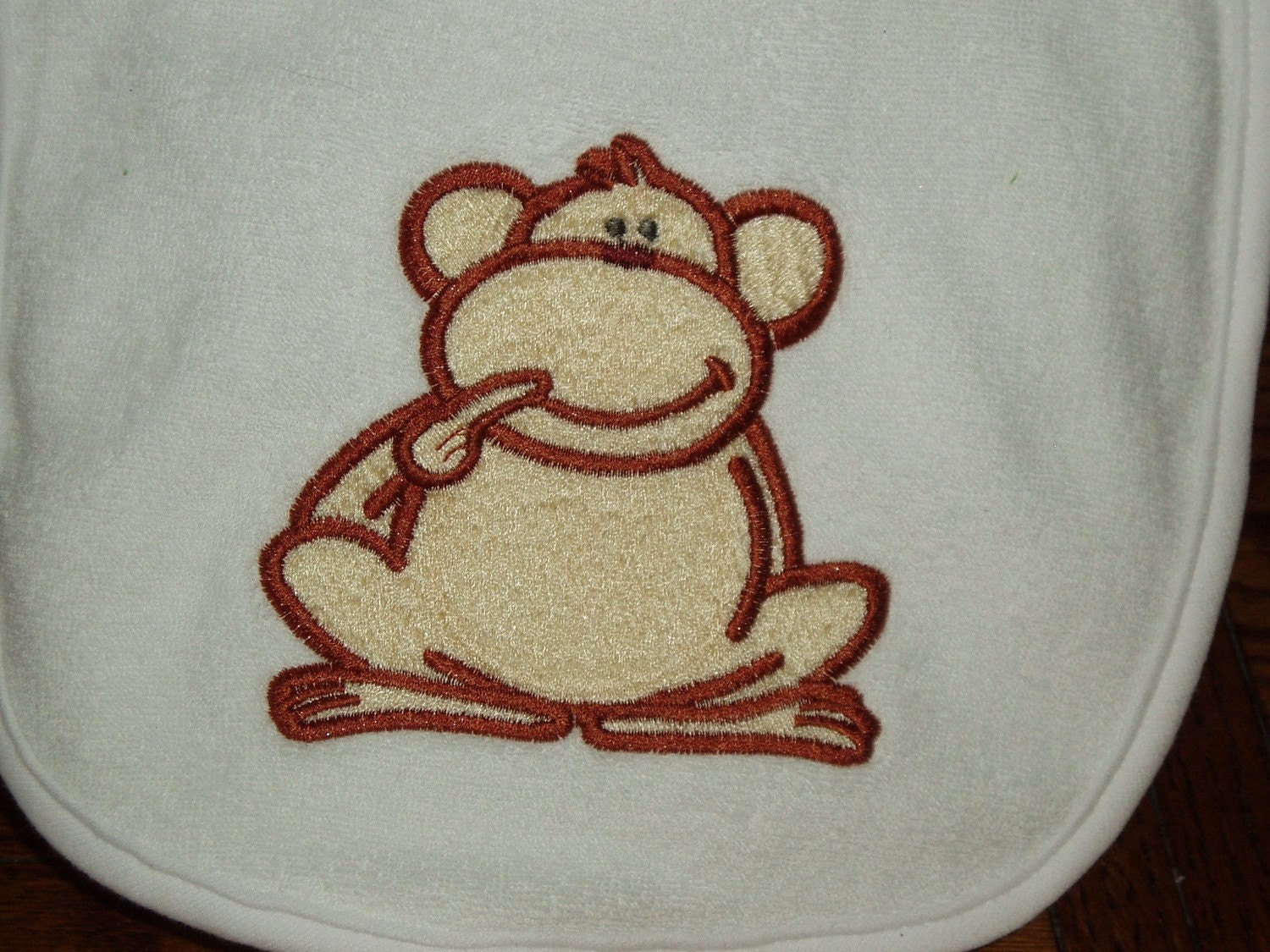 Embroidered baby bib- What a little monkey