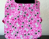 Smock and coverup for child- pink with paws and dots