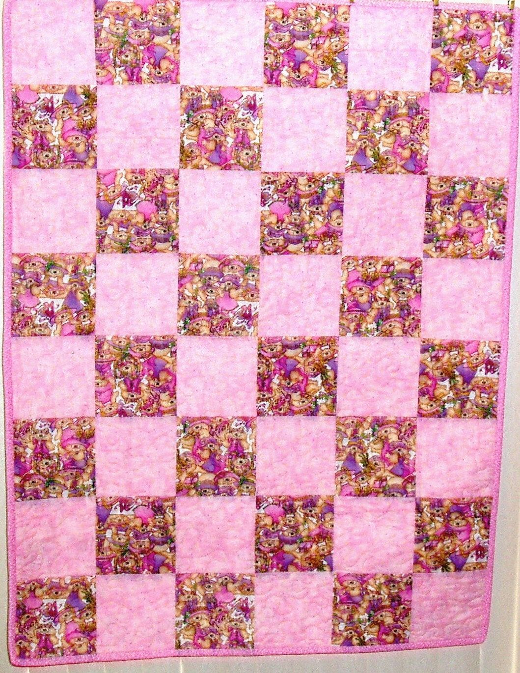 Cats in Hats  pink patchwork quilt