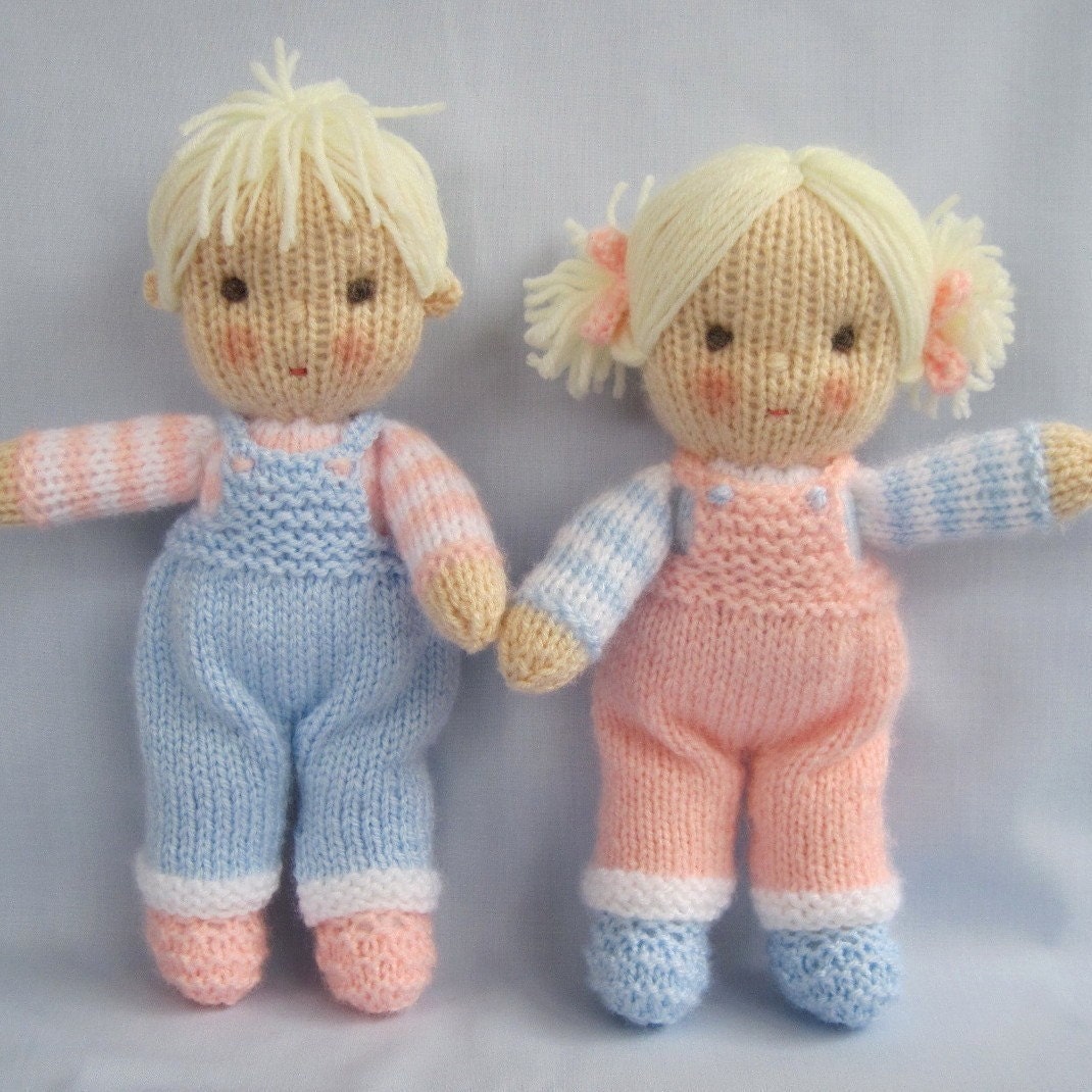 Jack and Jill - knitted toy dolls - INSTANT DOWNLOAD - PDF email knitting pattern - ePattern
