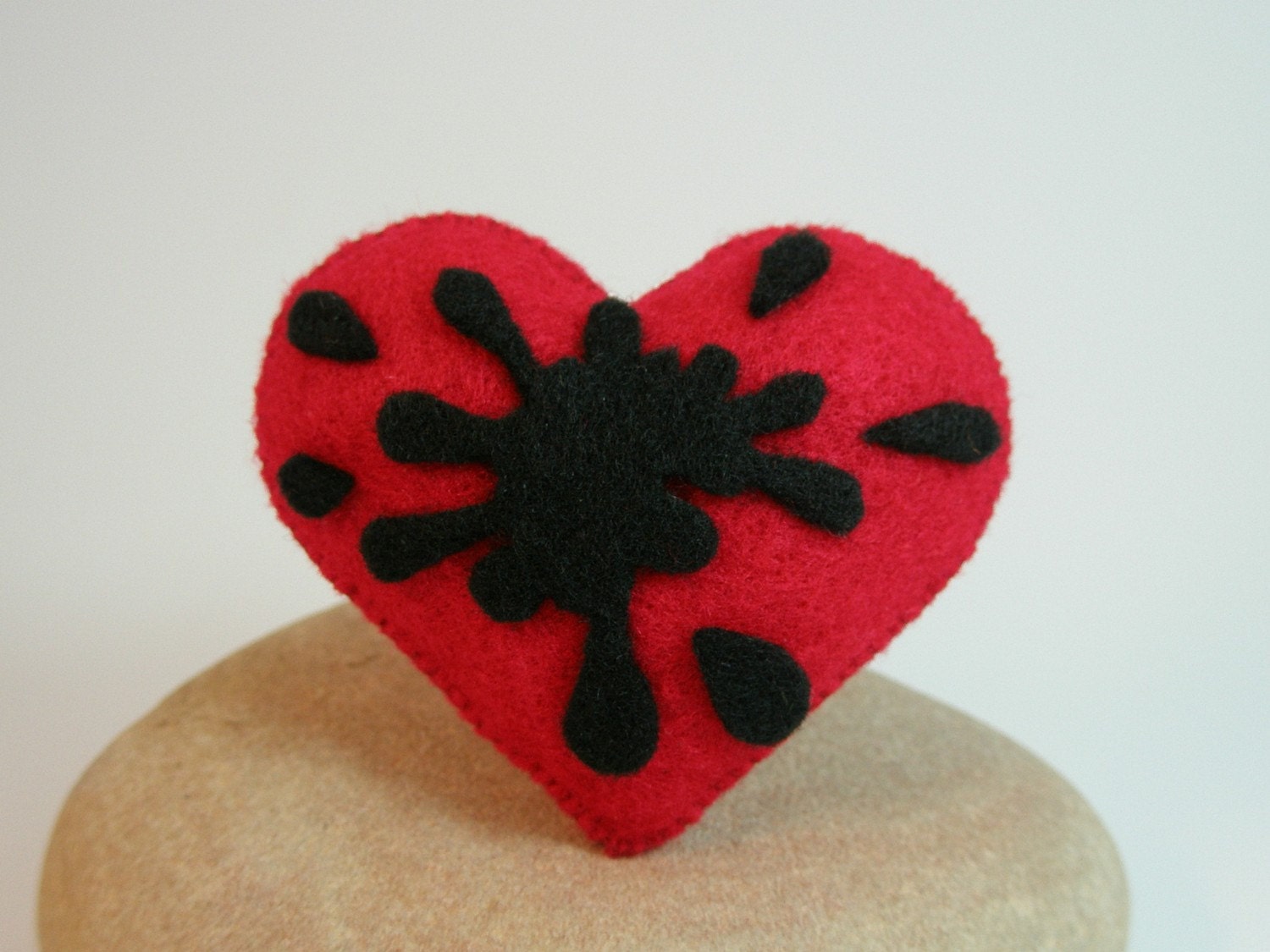 Ink Spot Heart Felt Brooch Pin