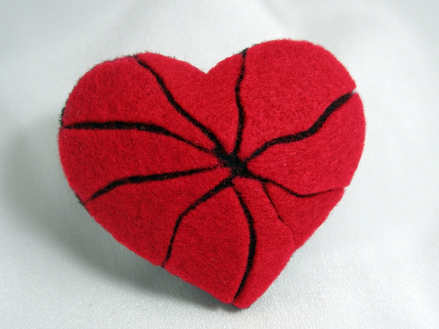 Handmade Red Cracked Heart Brooch Valentine Present