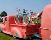 Vintage Truck and Camper Note Card, Pink, Betty Boop, Bicycles, Summertime