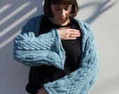 Teal Aran Knit Shrug