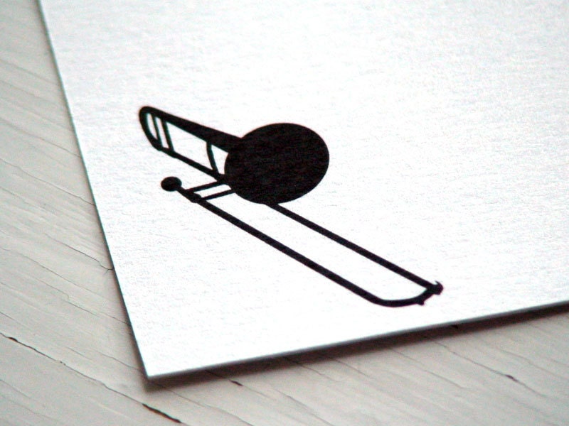 Trombone Personalized Stationery - Note Cards - Thank You Notes - Musical Instrument Notecards - Set of 10