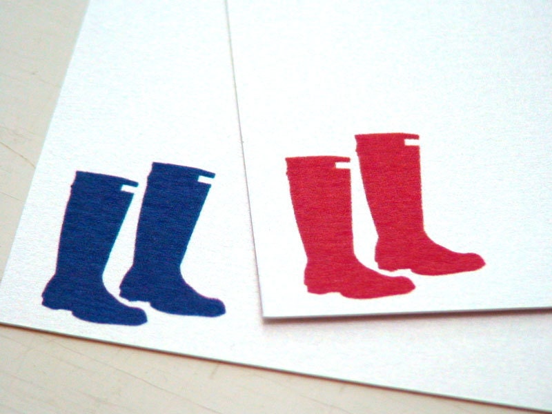 Rain Boots Personalized Stationery - Thank You Note Cards - Flat Cards - Blank Notes -  Rainy Day Fashion . Set of 8