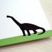 Brontosaurus Personalized Stationery - Apatosaurus Dinosaur Note Cards - Thank You Notes . Green and White Flat Cards . Set of 10