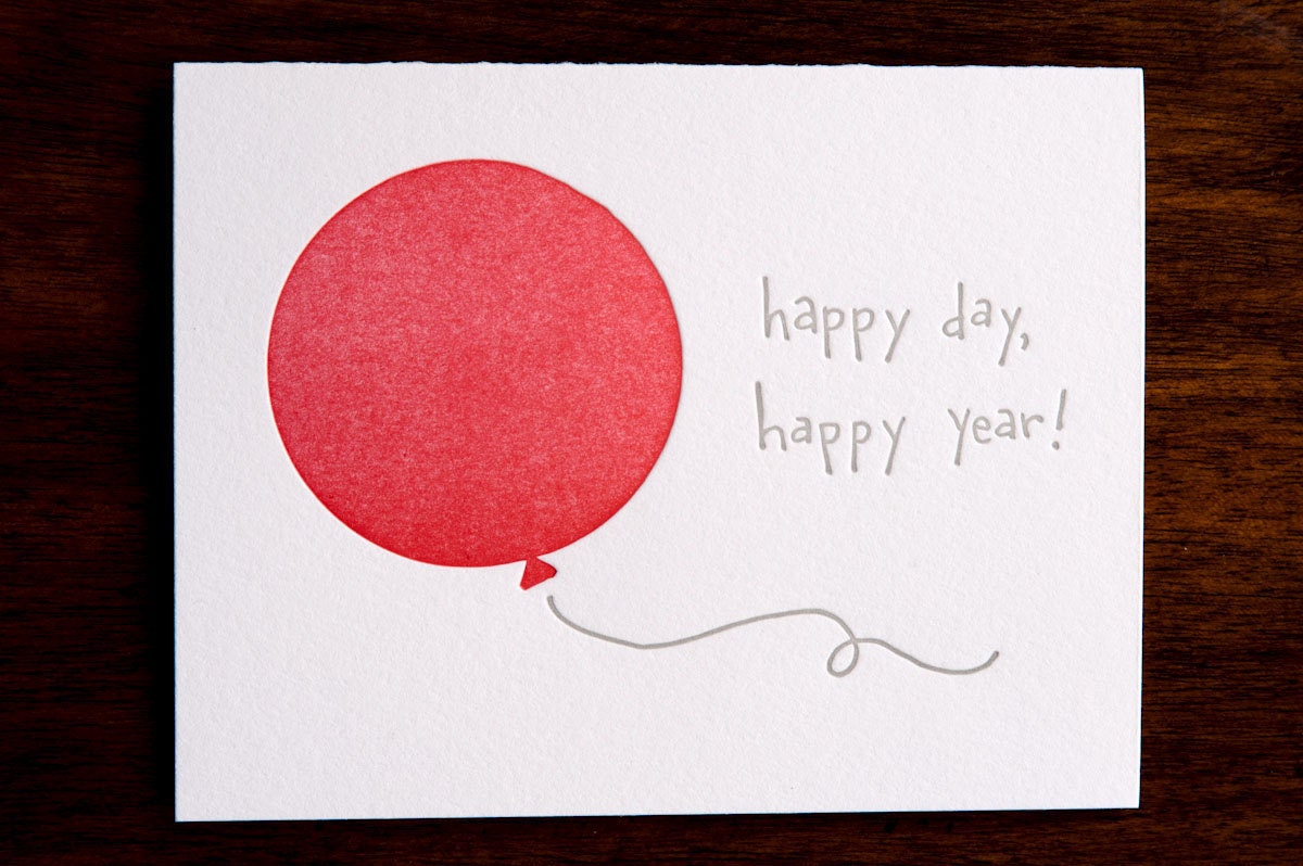 Happy Day, Happy Year letterpress card - set of six