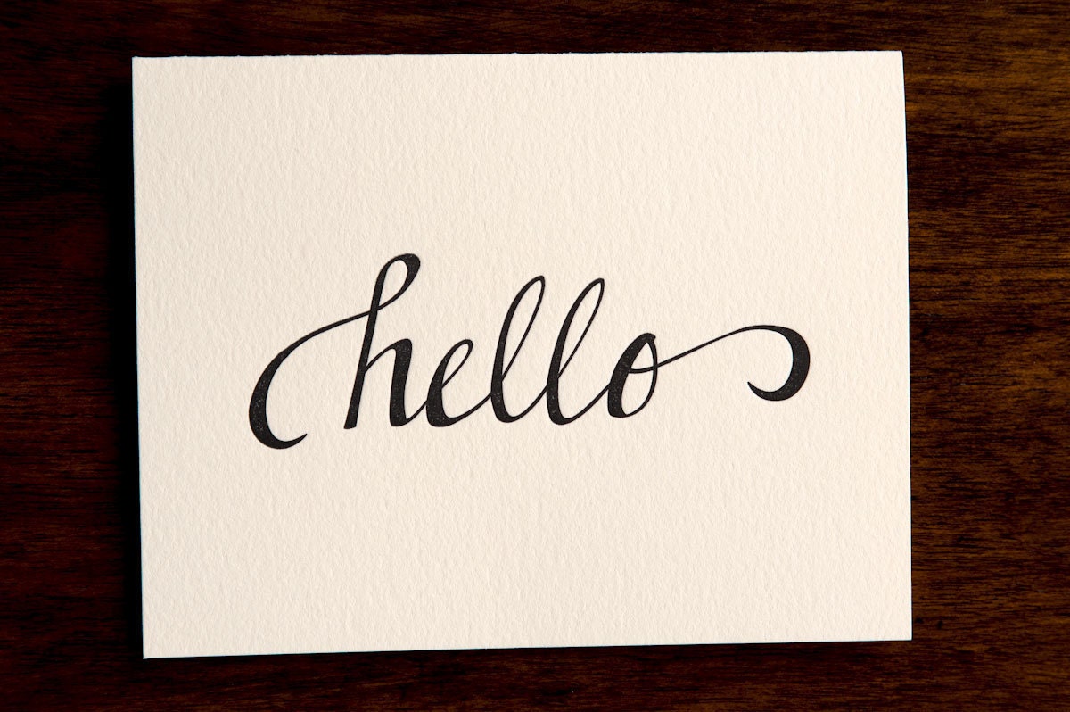Hello letterpress card - set of six