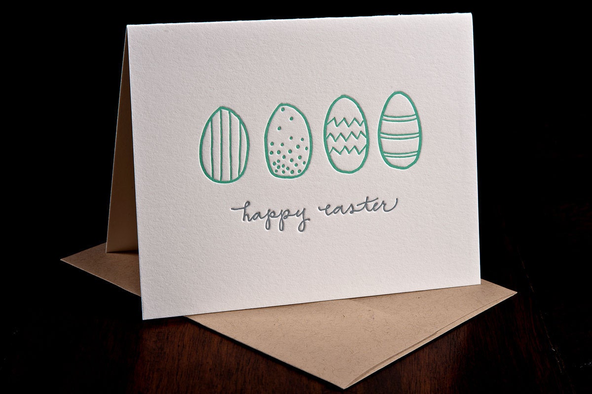 Easter Eggs letterpress card - set of six
