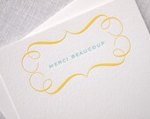 Merci Beaucoup Letterpress Stationery - Set of 6 Flat Notes