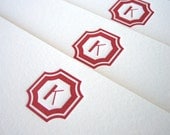 Custom Letterpress Stationery - Regency Initial flat notes -  Set of 15