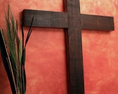Wall Sized Rustic Cross, Dark Brown Finish, 40 x 63 - Handmade