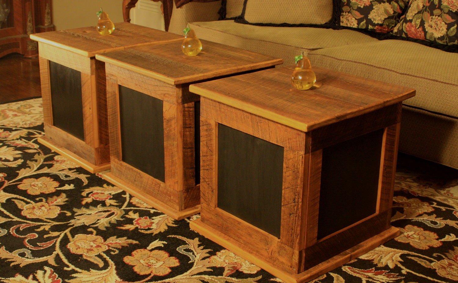 Storage Cube Coffee Table, Rustic / Contemporary, Maple & Black Finish - Handmade
