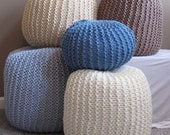 Sale - Medium Knit Pouf - Country Blue - Not stuffed
