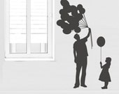 Silhouette Mr Balloon and Girl wall art decals