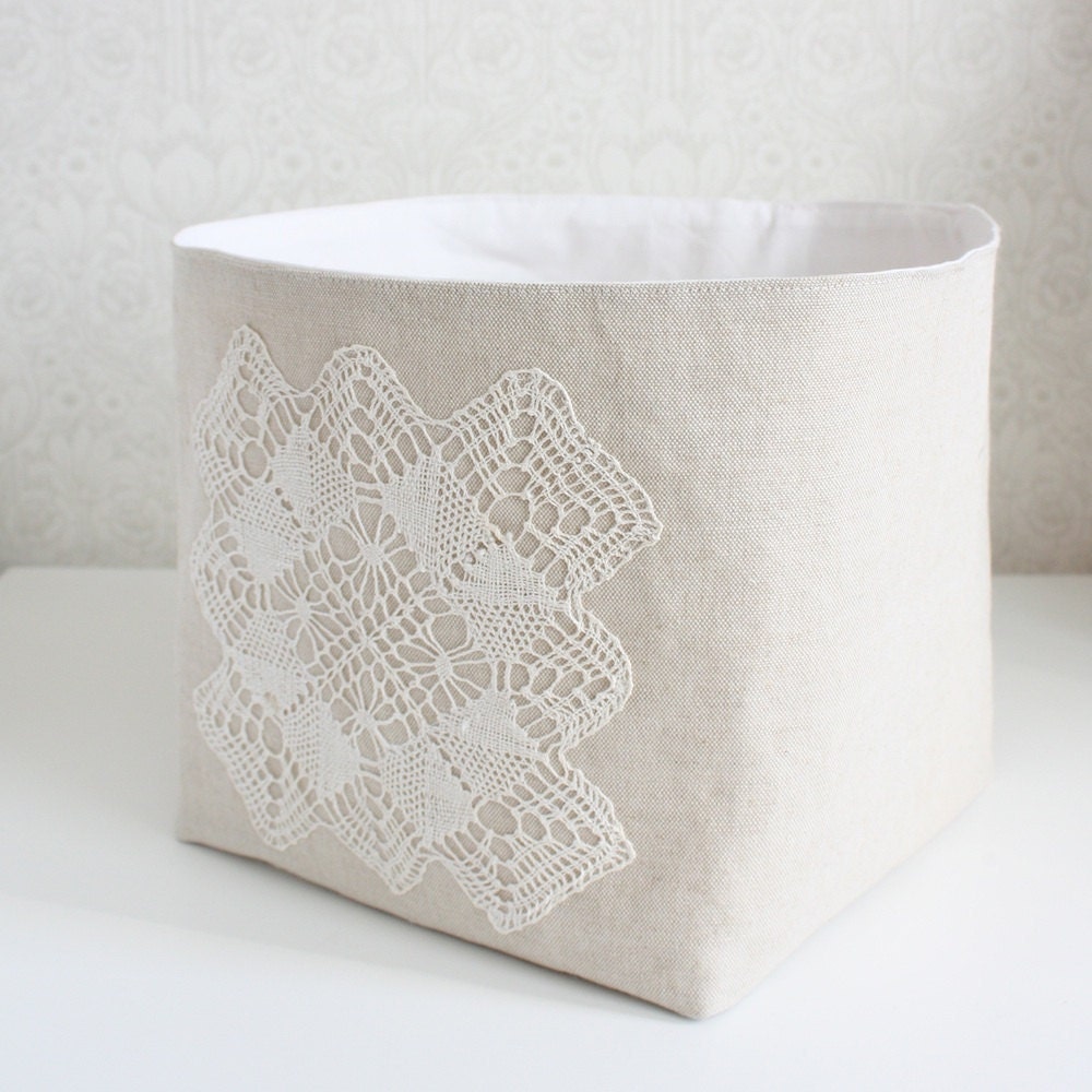 storage bin, size L -linen and lace collection