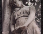 5x7 Encaustic Photograph of a cemetery statue