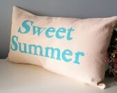 sweet summer - Hand Stamped Lumbar Pillow Cover