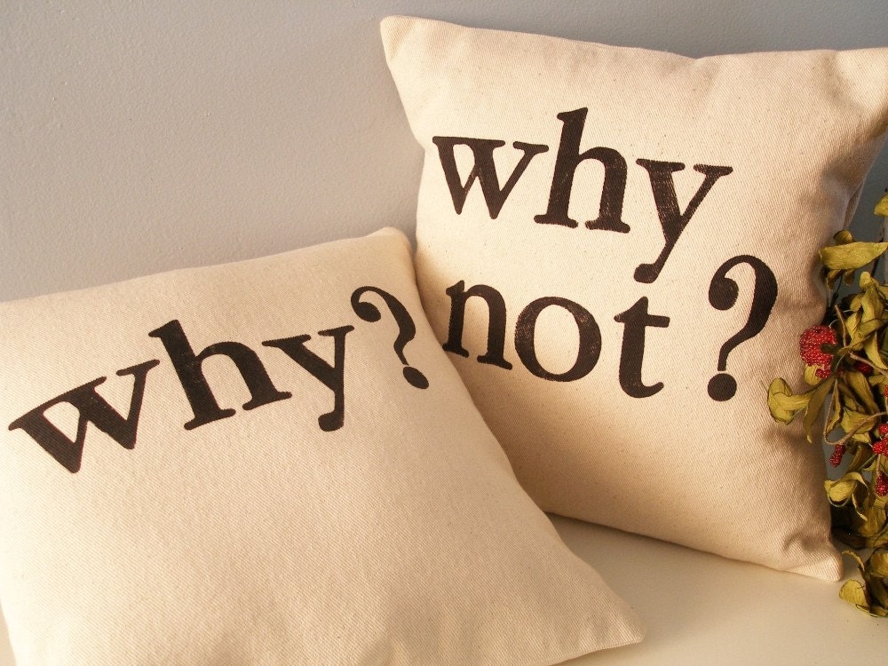 Hand Stamped Pillow Covers - Why - Why Not