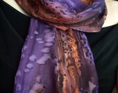 Silk Scarf Hand Dyed in Brown, Copper and Plum