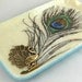 Peacock Feather Tray beaded jewerly keeper candle holder