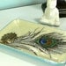 Peacock Feather Tray beaded jewerly keeper candle holder