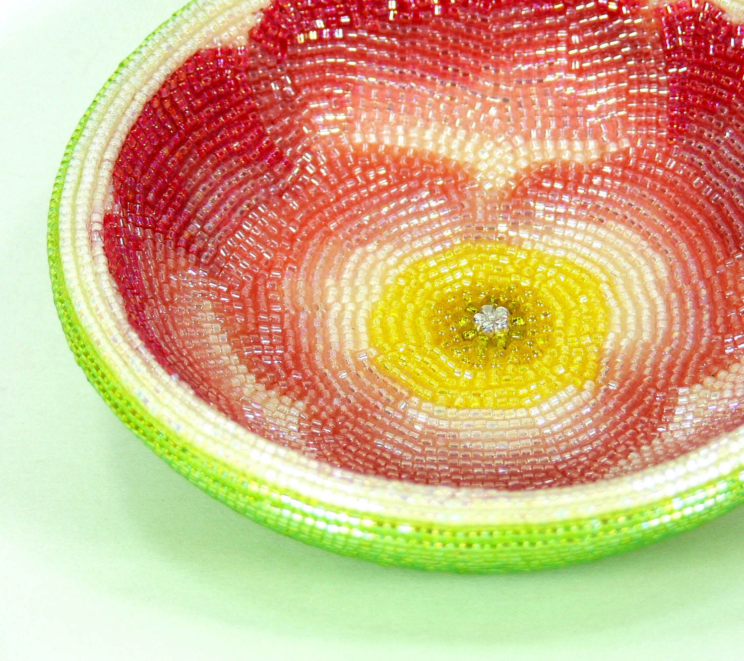 Poppy Flower Bowl Beaded Jewelry Keeper Decorative Trinket Dish