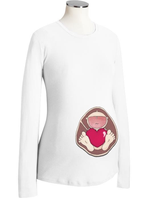 Love My Baby in Belly White Long Sleeve Maternity Shirt Size S. - feelingartsy