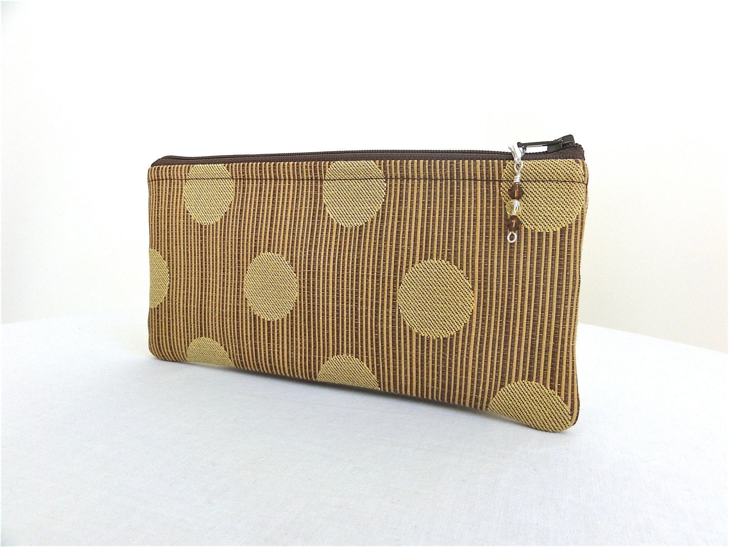 Brown & Golden Yellow Bag / Small Cosmetic Bag / Change Purse