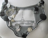 Paris Postcard No. 3 Bib Necklace Film Noir