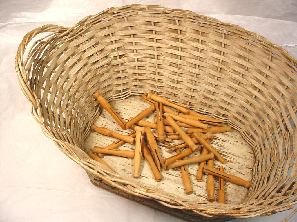 wooden laundry basket