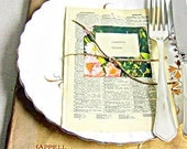 wedding escort cards, place settings, vintage book pages - sample