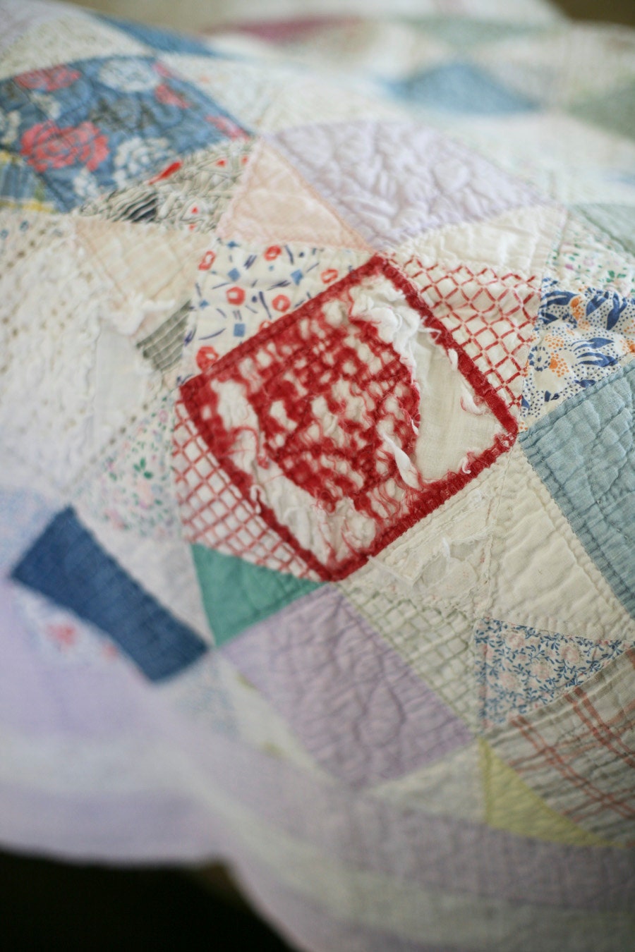 lilac patchwork quilt