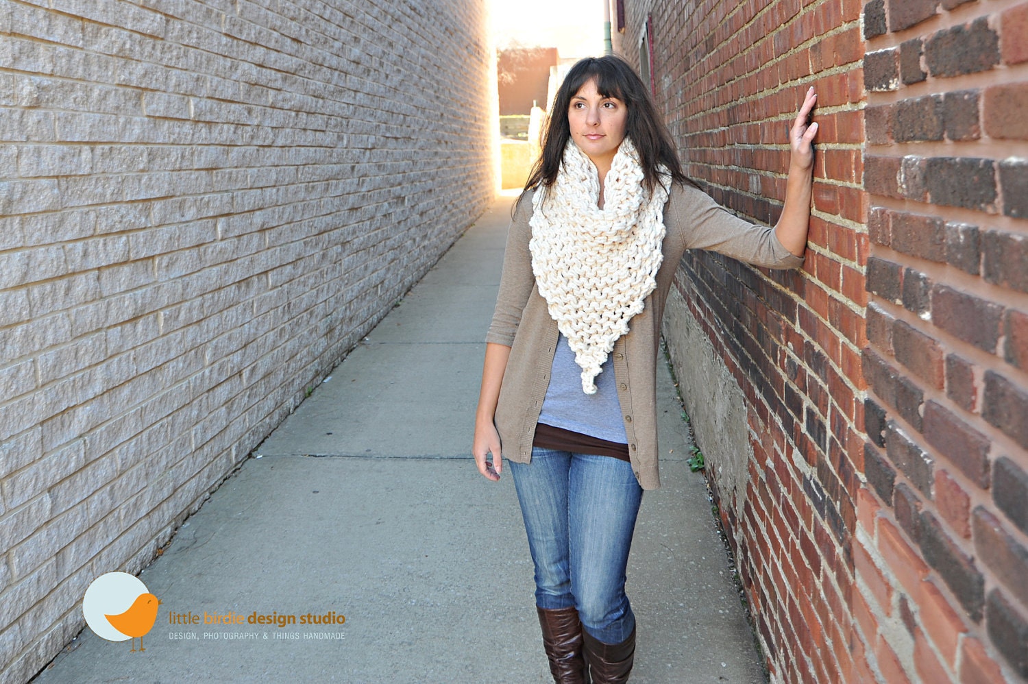 WINTER SALE: Chunky Cowboy Bandana in Cream - Medium
