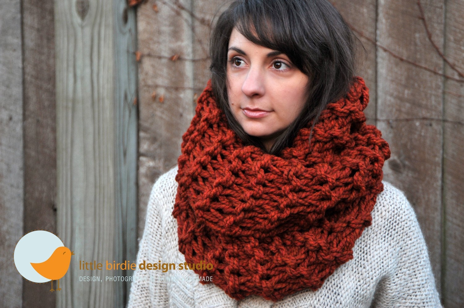 Chunky Oversized Tall Cowl Scarf in Spice - Gift