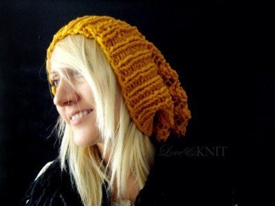 Mustard Lacey Slouchy Hat
