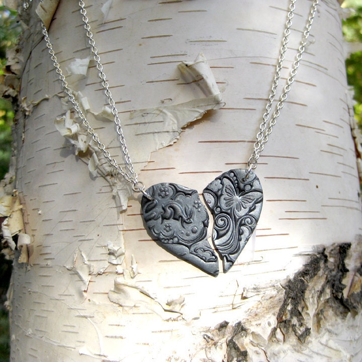 BFF Necklace Set in Metallic Black