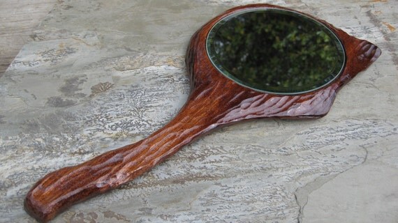 Hand Mirror Sapele Wood One of a Kind  FREE Shipping