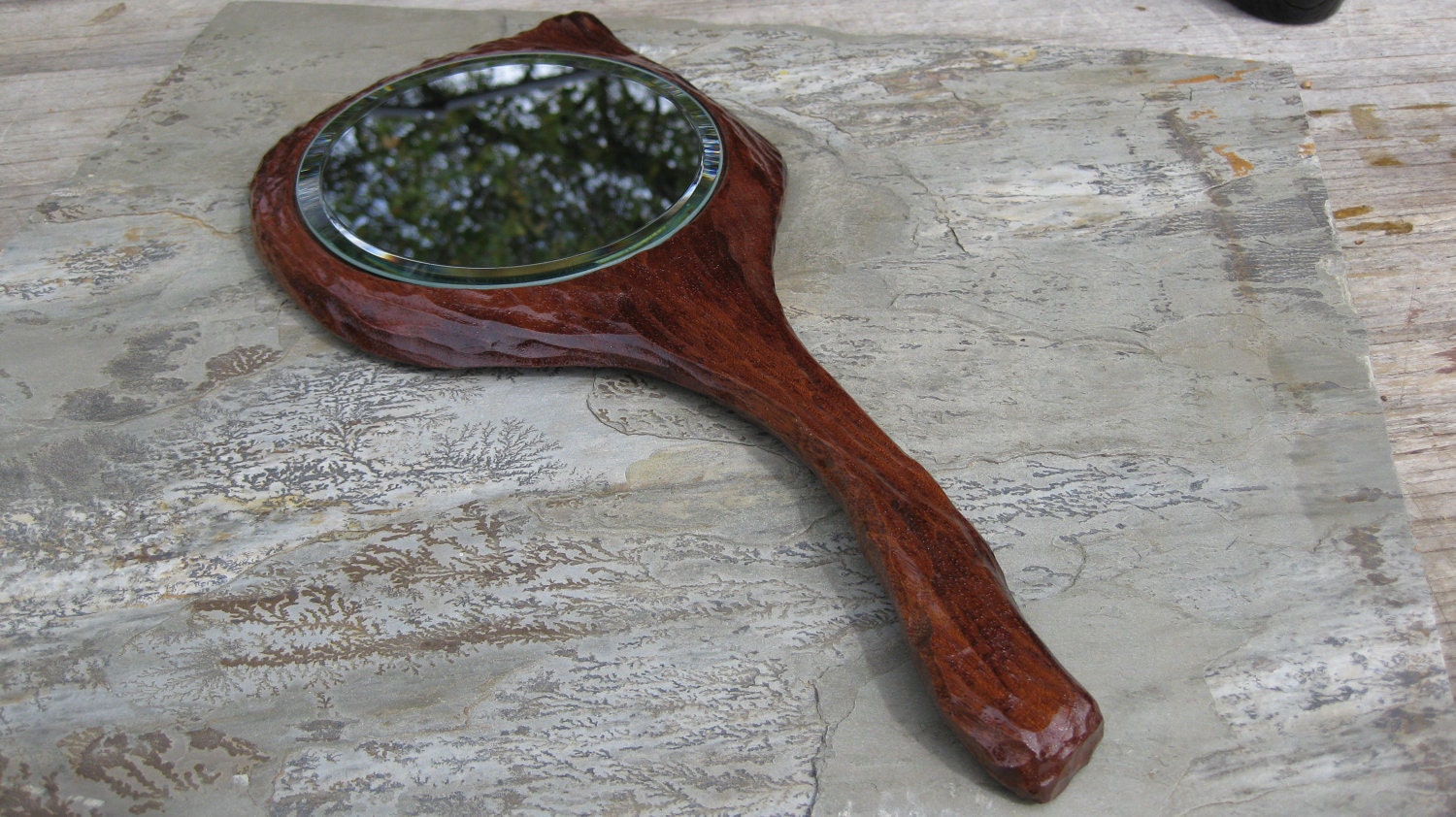 Hand Mirror Sapele Wood One of a Kind  FREE Shipping