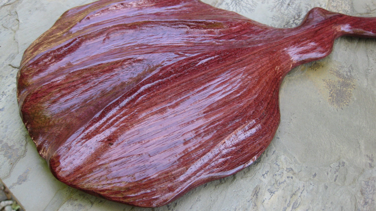 Hand Mirror Rustic Sculpted Purpleheart Wood One of a Kind  FREE Shipping