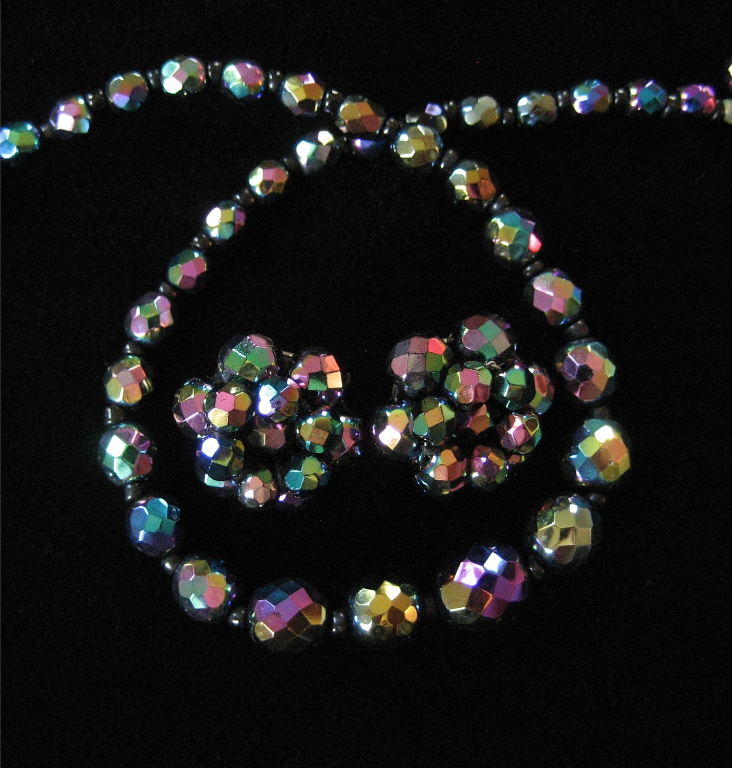 Black Carnival Glass Beaded Set
