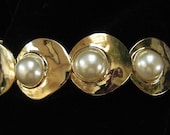 Chunky Gold and Faux Pearl Bracelet