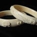 Pair of Carved Pre Ban Ivory Bangles with Phoenix' and Lotus Flowers