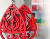 Raja Red Teardrop Wooden Earrings