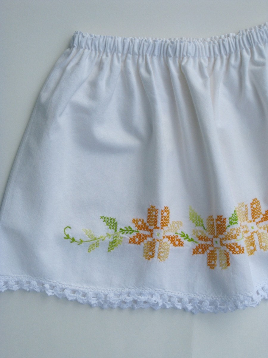 Eco Toddler Skirt Flour Sack Flowers Custom Size