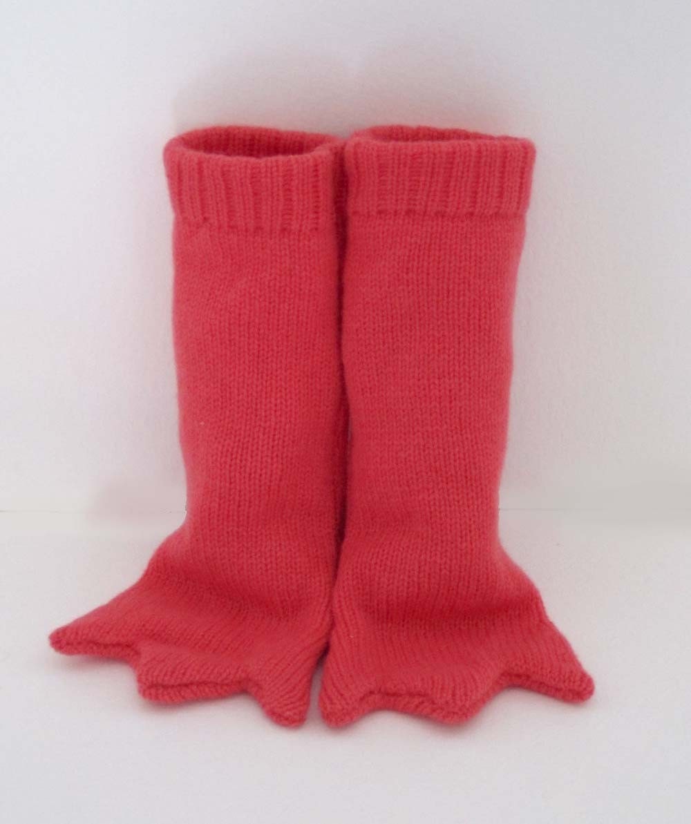 Bird Leg Knitted Booties, Handmade Baby Costume - Long and Orange