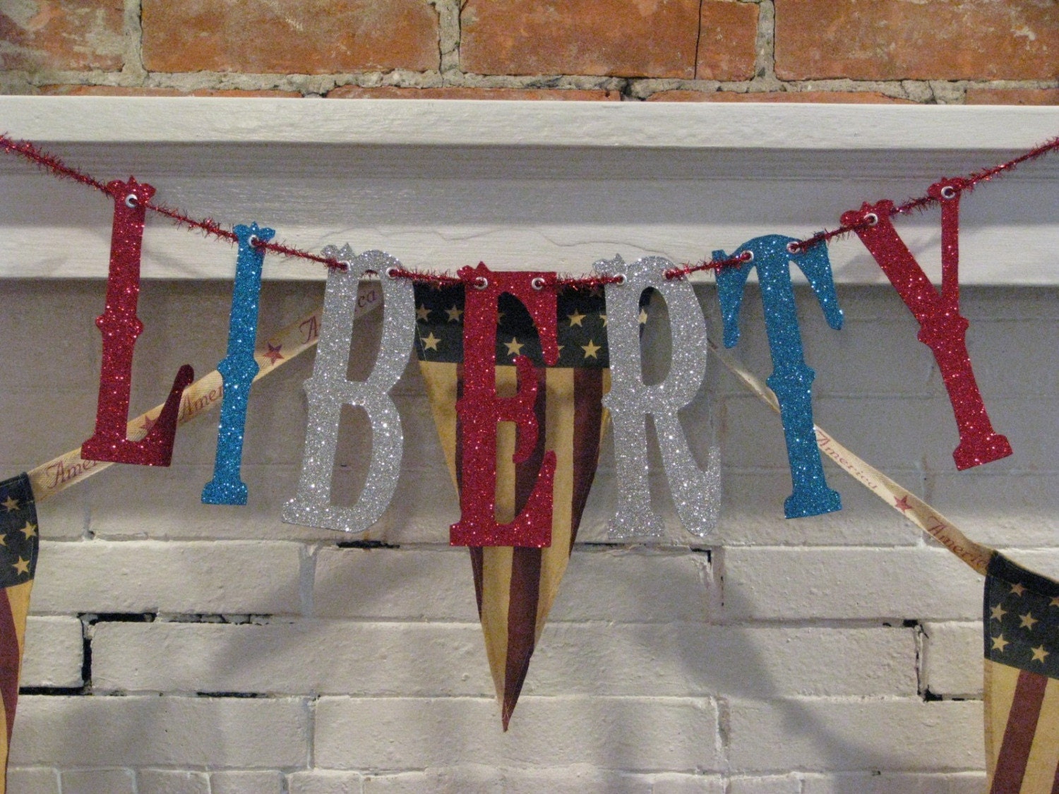 LIBERTY vintage inspired banner fourth of july