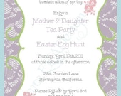 Tea Lace Invitation (purple, green, pink) x 12